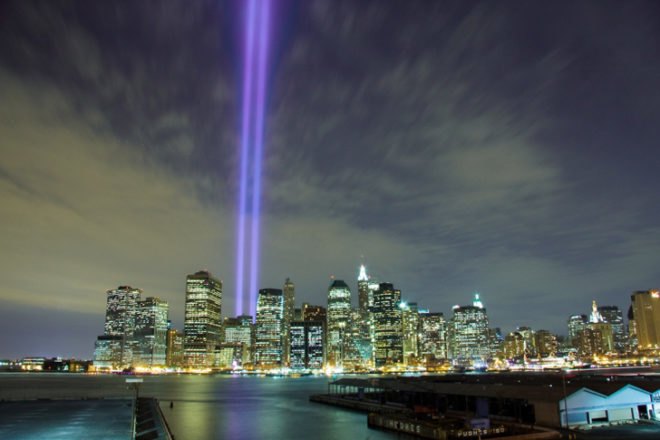 green design, eco design, sustainable design, Twin Towers, Tribute in Light, September 11th, Paul Myoda, Julian Laverdiere, WEst and Morris Streets, 9/11 tribute