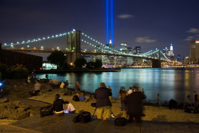 green design, eco design, sustainable design, Twin Towers, Tribute in Light, September 11th, Paul Myoda, Julian Laverdiere, WEst and Morris Streets, 9/11 tribute