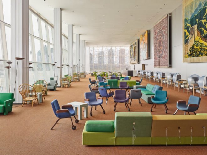 United Nations, Delegates’ Lounge, Renovation, Refurbishment, Design, Architecture, Public Space, Dutch Queen Maxima, Ki-moon, Frans Timmermans, Open Space, Lounge, Mezzanine, East River, Manhattan, News, Hella Jongerius, OMA, Gabriël Lester, Irma Boom, Louise Schouwenberg, Dutch Design,