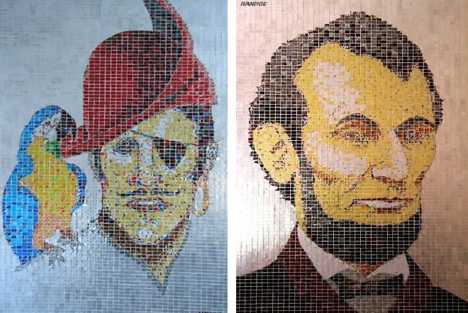 AluMosaics, eco art, jeff ivanhoe, recycled can art, can art, recycled materials