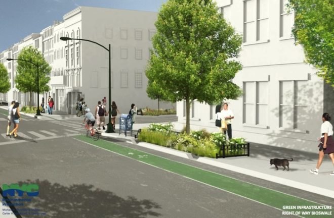 NY DEP, Department of Environmental Protection, Bedford-Stuyvesant, stormwater management, bioswales, rain garden, stormwater, sewer system, green infrastructure, newton creek, sewer overflow