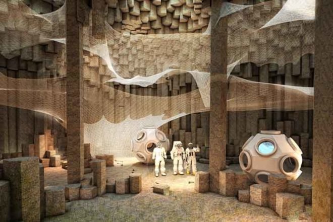 za architects, mars, colony, underground, basalt, robots, caverns, space exploration