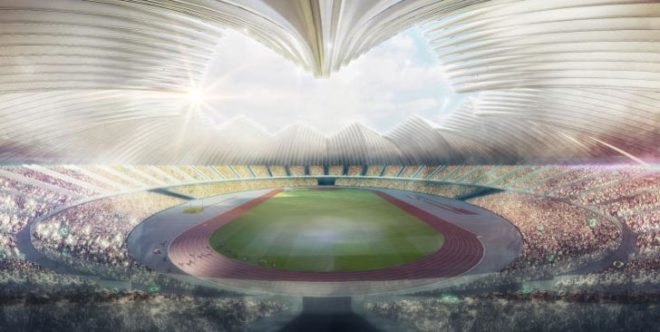 Brasilia Athletics Stadium, Rio 2016 Olympic Games, Feathers, Birds, Weston Williamson, Design Competition, Brasil, Brazil, Utopian Spirit, Wooden Plinth