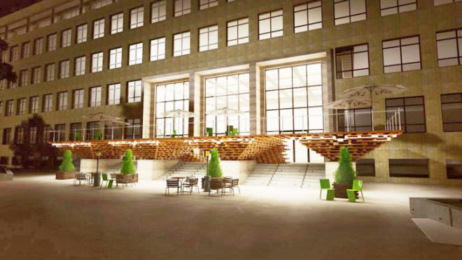 1x1 Pavilion, Bratislava pavilion, pallet pavilion Bratislava, pallet architecture, wooden architecture, pavilion architecture, Katarina Bohacova, Bohus, Faculty of Architecture STU, temporary installations