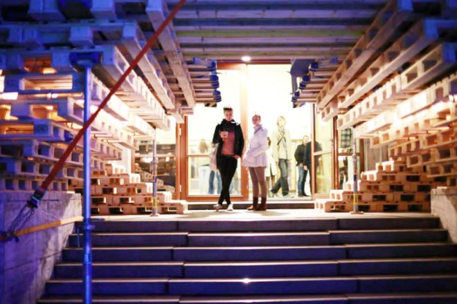 1x1 Pavilion, Bratislava pavilion, pallet pavilion Bratislava, pallet architecture, wooden architecture, pavilion architecture, Katarina Bohacova, Bohus, Faculty of Architecture STU, temporary installations