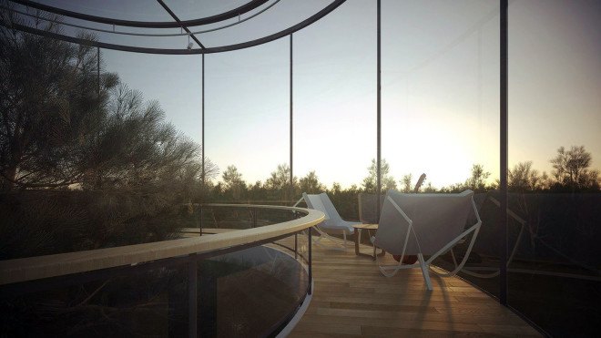 A. Masow Design Studio, tree house Kazakhstan, Kazakhstan architecture, glass houses, tree houses, tree houses design, transparent houses, forest retreats, daylit homes, Kazakhstan