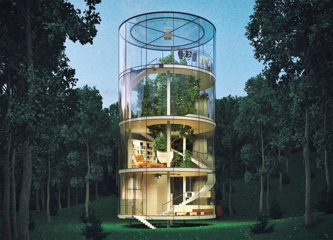 A. Masow Design Studio, tree house Kazakhstan, Kazakhstan architecture, glass houses, tree houses, tree houses design, transparent houses, forest retreats, daylit homes, Kazakhstan