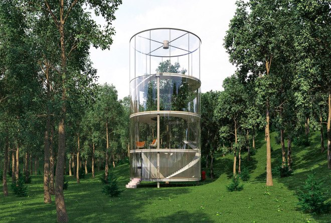 A. Masow Design Studio, tree house Kazakhstan, Kazakhstan architecture, glass houses, tree houses, tree houses design, transparent houses, forest retreats, daylit homes, Kazakhstan