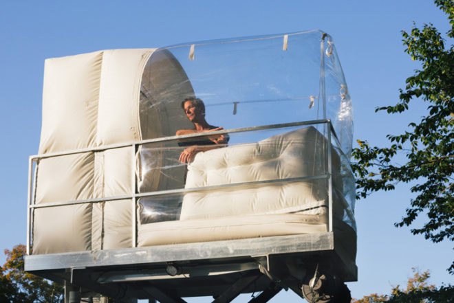 Alex Schweder, Alex Schweder bubble house, temporary installations, inflatable houses, tiny rooms, tiny homes, inflatable houses, inflatable plastic art, art, Philip Johnson Glass House, glass house, Denver art