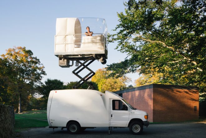 Alex Schweder, Alex Schweder bubble house, temporary installations, inflatable houses, tinny homes, inflatable houses, inflatable plastic art, art, Philip Johnson Glass House, glass house, Denver art