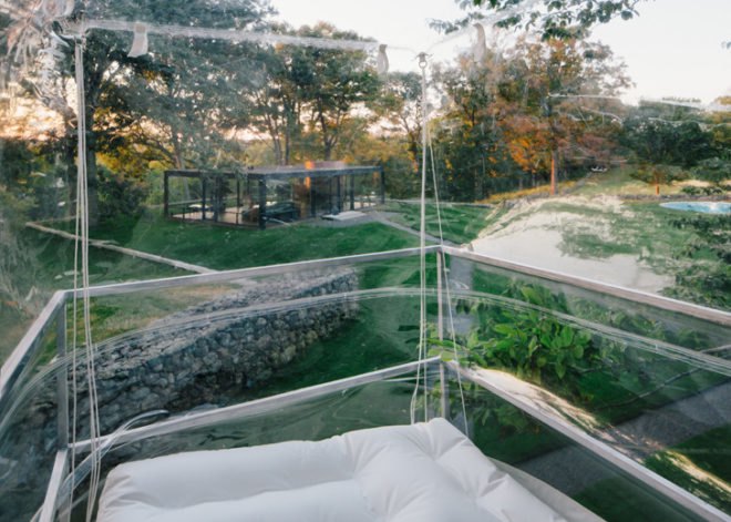 Alex Schweder, Alex Schweder bubble house, temporary installations, inflatable houses, tinny homes, inflatable houses, inflatable plastic art, art, Philip Johnson Glass House, glass house, Denver art