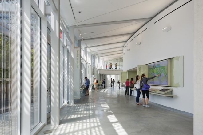 brooklyn botanic garden, visitor center, weiss/manfredi, geoexchange, energy efficient, LEED, LEED Gold, living roof, green roof, landscape architecture, sustainability, stormwater management