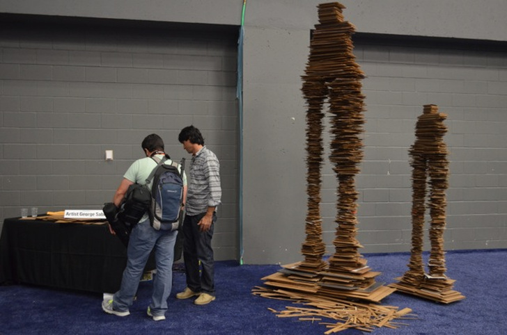 sxsweco, sxsw eco, George sabra, recycled art, local art, Austin art, artist George sabra, macklemore, trash art, cardboard figures, cardboard art, paper art, social responsibility,