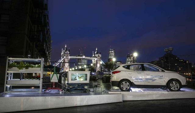hyundai, hyundai fuel cell, hyundai fuel cell farm, hydrogen, fuel cell car, fuel cell vehicle, hydrogen fuel cell technology, london, zero emissions vehicle, farm, aquaponics, hydroponics