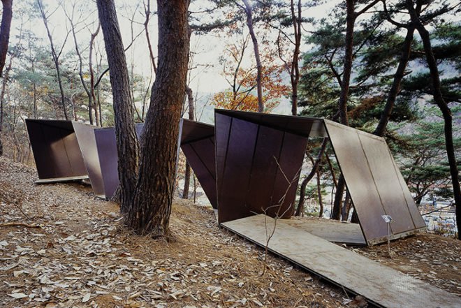 Kengo Kuma, paper snake, Honeycomb cardboard, Korea, public art project, woodland art, Art, Architecture, Recycled Materials, Recycling / Compost, Daylighting, Landscape Architecture, Green Materials,