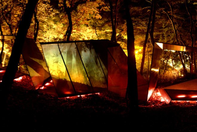 Kengo Kuma, paper snake, Honeycomb cardboard, Korea, public art project, woodland art, Art, Architecture, Recycled Materials, Recycling / Compost, Daylighting, Landscape Architecture, Green Materials,