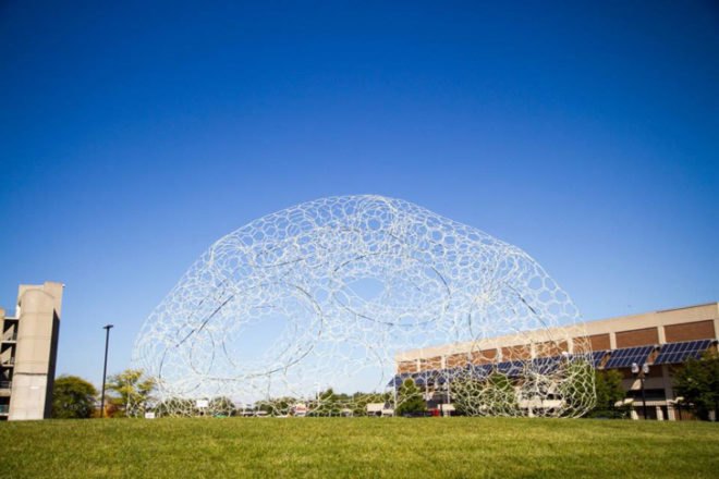 SOL Dome, solar powered SOL Dome, Loop.pH dome, LED dome, LED lighting, temporary installation Michigan, Michigan art, renewable energy, responsive lighting, interactive installations, rechargeable batteries, lightweight architecture, carbon fiber installation, carbon dioxide responsive art