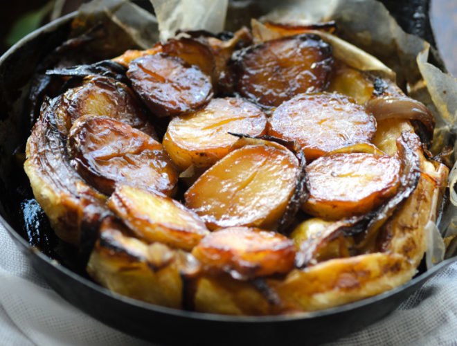 Tart tatin, tarte tatin, potato beet tarte tatin