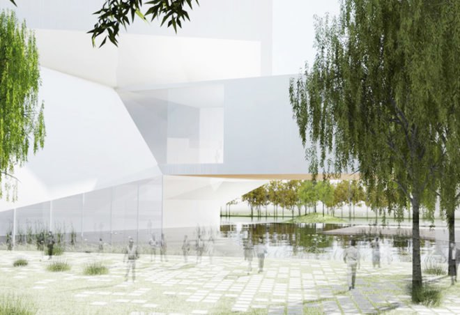 Steven Hall Architects, Steven Hall, Qingdao Culture and Art Center, Steven Hall China, China architectural competition, China museums, sustainable buildings China, museum complex Qingdao