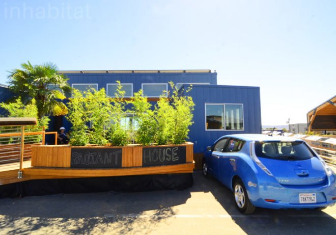 Radiant House, Santa Clara, Solar Decathlon, SD2013, DoE Solar Decathlon, Irvine, California, DoE Architecture Competition, green design, sustainable design, eco-design, solar power, clean tech, green tech, renewable energy, drought-resistant plants, bamboo, energy-efficiency, daylighting, Net Zero Energy, Prefabricated Solar Homes, Solar-powered prefab homes, architecture competition, EV charging station, ChargePoint EV Station, Photovoltaic Array, natural materials, recycled materials