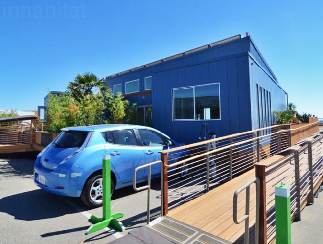 Radiant House, Santa Clara, Solar Decathlon, SD2013, DoE Solar Decathlon, Irvine, California, DoE Architecture Competition, green design, sustainable design, eco-design, solar power, clean tech, green tech, renewable energy, drought-resistant plants, bamboo, energy-efficiency, daylighting, Net Zero Energy, Prefabricated Solar Homes, Solar-powered prefab homes, architecture competition, EV charging station, ChargePoint EV Station, Photovoltaic Array, natural materials, recycled materials
