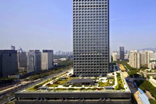 oma, office for metropolitan architecture, china, shenzhen, shenzhen stock exchange, stock exchange, eco tower, eco skyscraper, green roof, solar passive design, 3-star green rating, 3-star green building, green design, green building, green architecture, sustainable building, sustainable design, sustainable architecture, eco design
