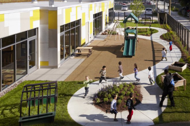 U of C Early Childcare Learning Center, daycare center, Ross Barney Architects, chicago, leed gold, daylighting
