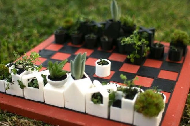XYZ Workshop, 3D Printed, Micro Planter Chess Set, Chess Set, micro plants, 3d Printing, Art, Botanical