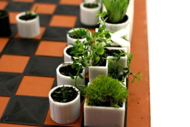 XYZ Workshop, 3D Printed, Micro Planter Chess Set, Chess Set, micro plants, 3d Printing, Art, Botanical