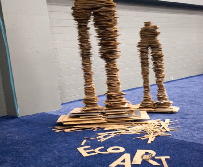 sxsweco, sxsw eco, George sabra, recycled art, local art, Austin art, artist George sabra, macklemore, trash art, cardboard figures, cardboard art, paper art, social responsibility,