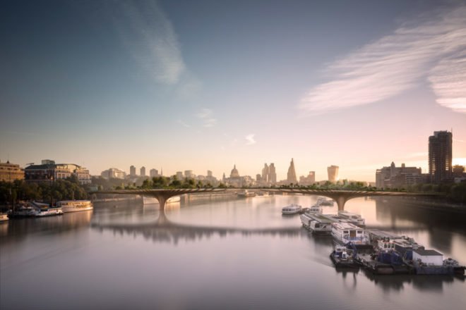 green bridge london, southbank london, thomas heatherwick green bridge, landscape architecture london, green design london, new london park, arup green bridge london, arup london