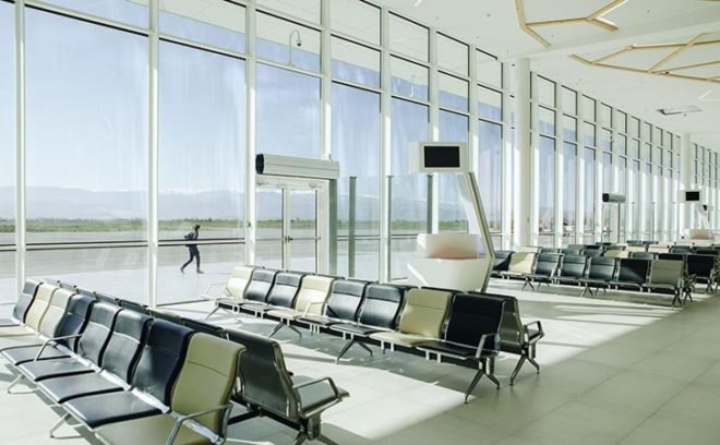 kutsai international airport, unstudio, georgia airport, ben van berkel, transparent terminal, airport like old railway station, lobby of georgia, pulsing tower, glowing tower, kutsai airport tower, radiative cooling and heating, shade strategies, hybrid lowe pressure ventilation, gray water, recycling at kutsai airport