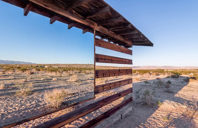 Lucid Stead Installation, Lucid Stead, Phillip K. Smith III, Joshua Tree art, LED installation, desert art, California desert art, LED lights, interactive installation, homesteader shack installation, color art installations, mirror installations, mirror art, Mojave desert art