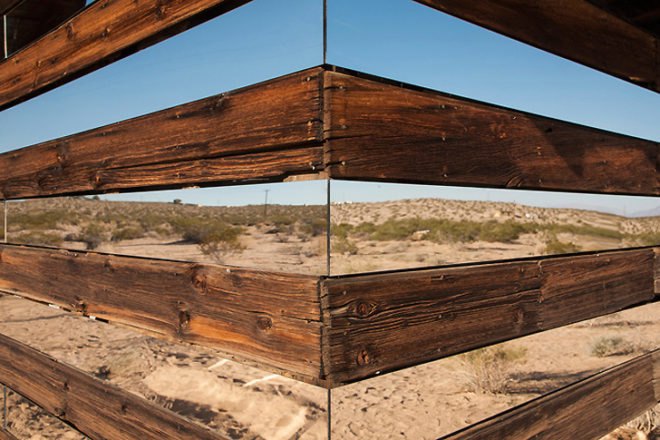 Lucid Stead Installation, Lucid Stead, Phillip K. Smith III, Joshua Tree art, LED installation, desert art, California desert art, LED lights, interactive installation, homesteader shack installation, color art installations, mirror installations, mirror art, Mojave desert art