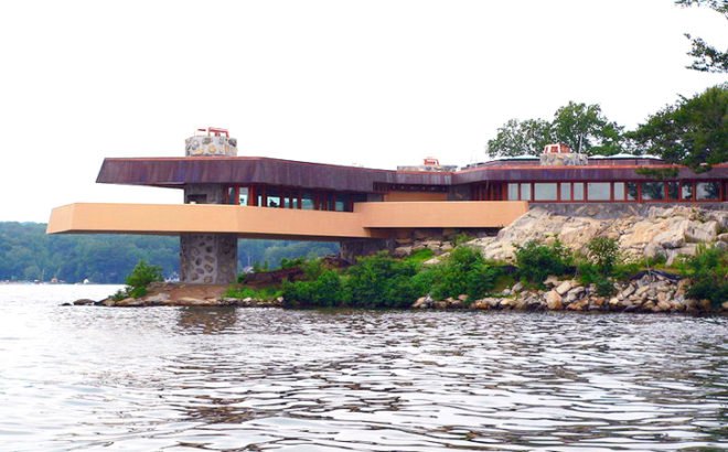 Angelina Jolie, Angelina Jolie Brad Pitt, Angelina Jolie Petre Island, Petre Island Brad Pitt, heart-shaped island, Frank Lloyd Wright, FLW houses, cottages NYC, secluded islands NYC, island as present