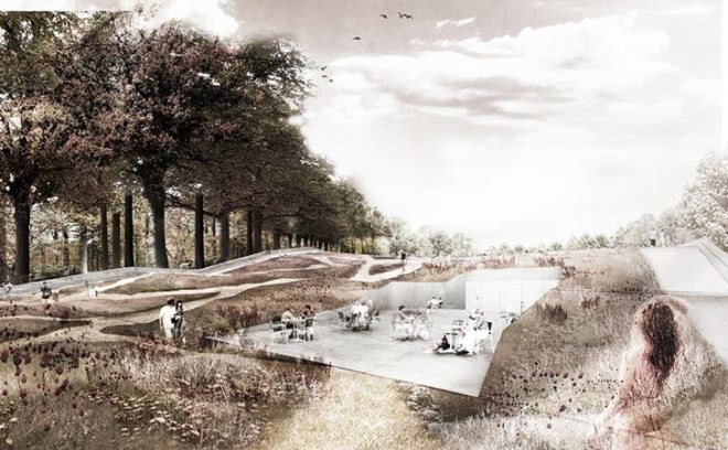 meccanoo, meccanoo architecten, royal lazienki museum, warsaw, poland, michael van Gessel, delva landscape architects, jojko nawrocki architekci, royal baths, garden of the 21st century, exhibition pavilion, landscape architecture
