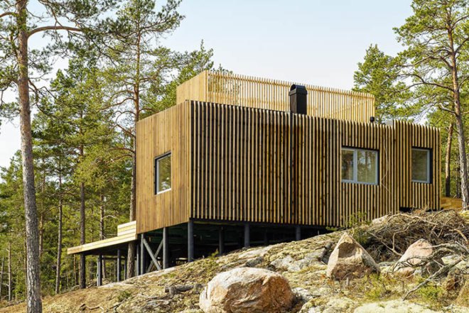 Sandell Sandberg, Timraro Vacation House, Sweden house, house on stilts, local wood, Swedish architecture, Architecture, daylighting, Green Materials,