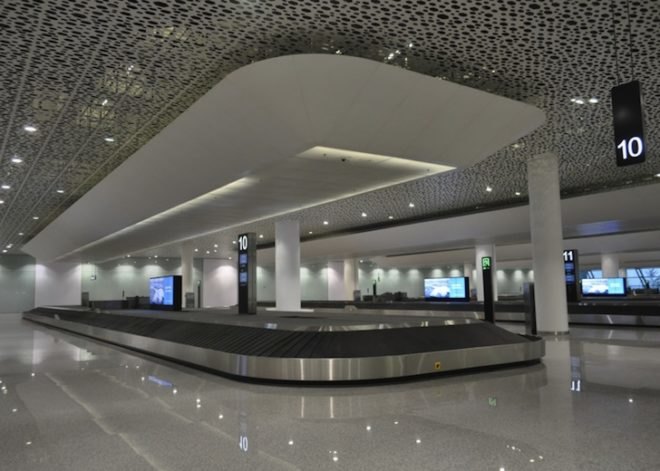 studio fuksas, honeycomb terminal, Shenzhen Bao'an International Airport, hexagonal skylights, airport terminal, triple height ceilings, Chinese construction, air conditioning vent trees, Chinese airport design, terminal design