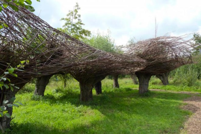 The Willowman, Dutch land artist, Will Beckers, willow sculptures, biodegradable sculptures, organic art, Architecture, art, biomimicry, Botanical, Green Materials, Treehouses