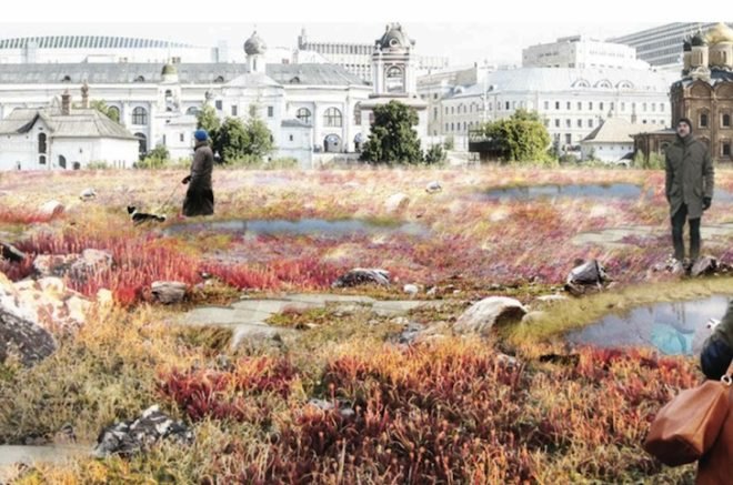 Diller Scofidio + Rentro, Zaryadye Park, Moscow, wild urbanism, Red Square, Hotel Rossiya, Stalin, artificial microclimate, hybrid landscape, landscape architecture