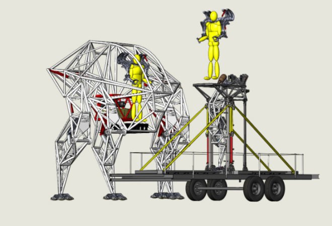 Making, Maker, eatART, Prosthesis, Green Robot, Green Machine, Zero-Emission, electric vehicles, hydraulics, energy awareness, Engadget Expand, robots, robotics, anti-robot, Alpha Leg, quadruped walker, human exoskeleton