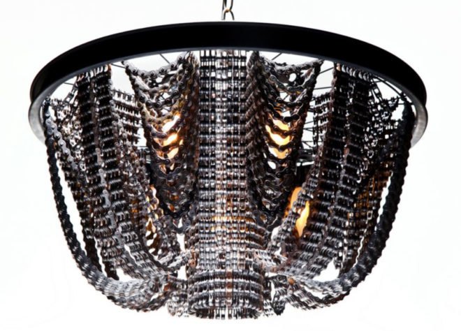 facaro, Carolina Fontoura Alzaga, bike, upcycled chandelier, Los Angeles, Connect Series, sustainable art, handmade