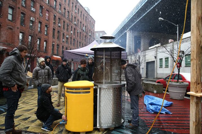 Biolite, Dumbo, BioLite CampStove FirePit, Christmas, thermoelectric camp stove, dumbo, dumbo firepit, dumbo Biolite campstove, fire powered Christmas lights, alternative energy, portable energy, Dumbo Holiday Tree Lighting ceremony