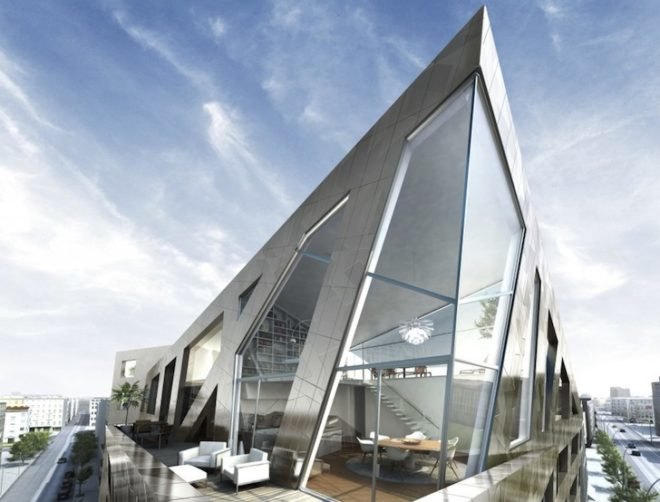 Daniel Libeskind, Berlin, Chausseestrasse 43, mixed use, ceramic panels, apartment complex, Chausseestrasse, air purification, self-cleaning facade