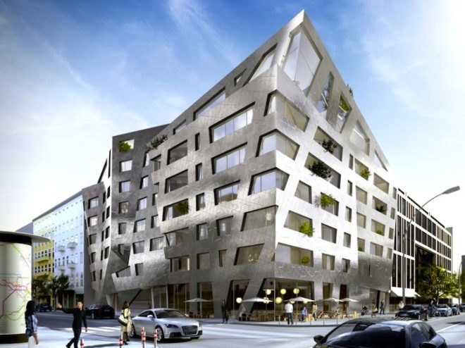 Daniel Libeskind, Berlin, Chausseestrasse 43, mixed use, ceramic panels, apartment complex, Chausseestrasse, air purification, self-cleaning facade