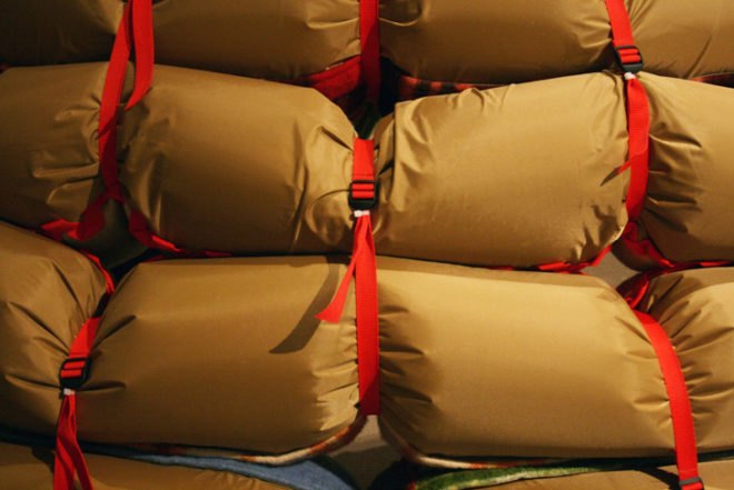 Lambert Kamps, Cozy Shelter, inflatable shelter, inflatable tent, Lambert Kamp art, art installation, woollen hideout, Designworld exhibition, Design Museum Helsinki, blanket shelter, in-house tents