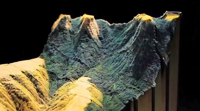 Guy Laramée, Guy Laramée art, book landscapes, book sculptures, book carvings, Encyclopedia Britannica, book art, recycled materials, mountains books, books landscapes