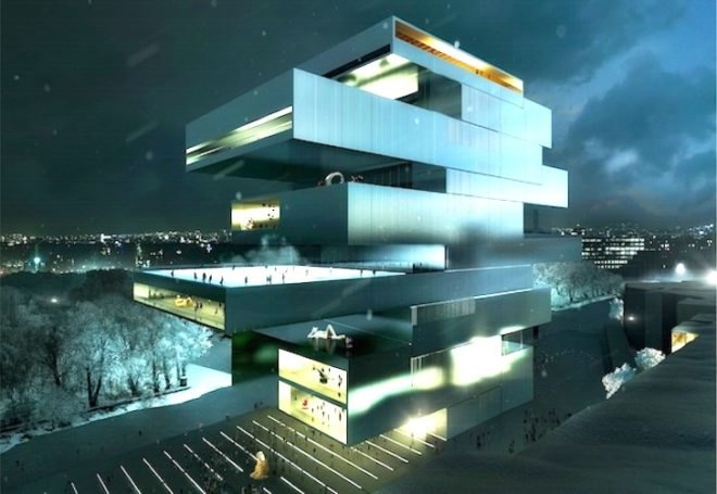 Heneghan Peng Architects, National Center for Contemporary Arts, art museum, contemporary art, russian contemporary art, NCCA, Khodynskoe Pole, stacked and cantilevered architecture, airfield history, russian art
