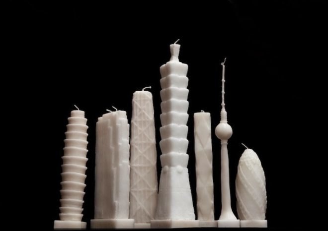 Naihan Li, Taipei 101, empire state building, skyscraper candles, wax building, flammable, ai weiwei, oma, beijing design week, modern architecture, architecture candles