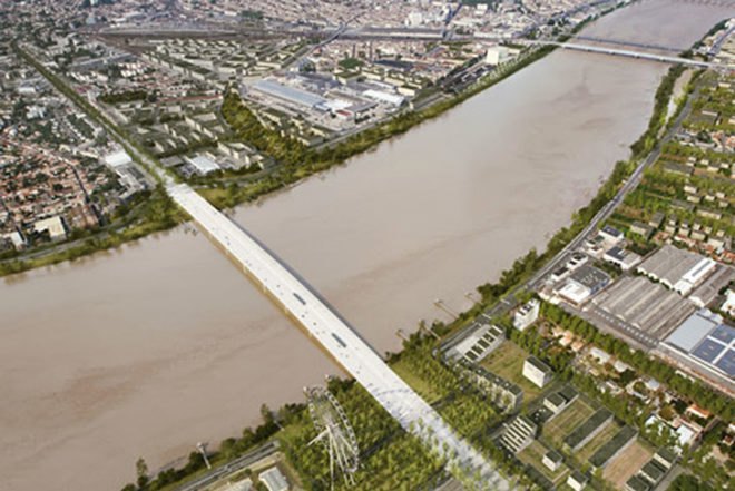 Rem Koolhaas, OMA, concept bridge, Pont Jean-Jacques Bosc, France, Bordeaux, Architecture, social design, competition winner, bridge for events,